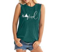 Magical Castle Tank Top Women Magic Kingdom Sleeveless Tee Shirts Cute Graphic Holiday Vest Summer Vacation Top, T208-drakgreen, XXL