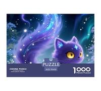 Magical Cat 1000 Piece Recycled Paper Puzzle Game - Purple Cat Starry Tail The Whole Family Activity for Home Wall Decoration70x50cm/1000pcs