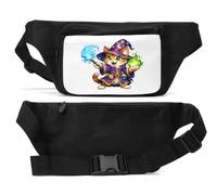 Magical Cat Casting Spells with Power Unisex Waist Bag Black