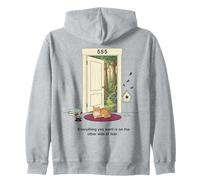 Magical Cat Cottagecore Door Reading Books Cozy Zip Hoodie