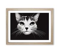 Magical Cat Framed Print | A2 Oak Framed Wall Art | Ready to Hang | Modern Animal Picture | Living Room Bedroom Lounge Office