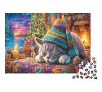 Magical Cats 1000 Piece Christmas Cozy Sleeping Cat Art Print Jigsaw Puzzle for Adults And Kids Family Educational Games 1000 Pieces Fun, Challenging & Brainteasing Adults Challenge High Difficulty 38