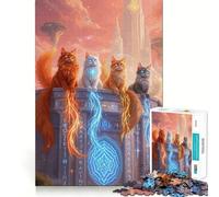 Magical Cats Ancient Structure Jigsaw Puzzles 1000 Pieces for Teenagers Brain Think Serene Game Real Challenge Santa Gift (38x52cm)