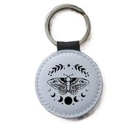 Magical Celestial Keyring, Spiritual Sun Moon Cat and Crystal Keyring, Magical Moth Keyring