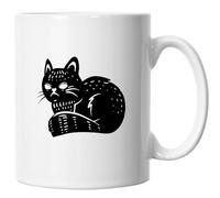Magical Celestial Mug, Spiritual Sun Moon Cat and Crystal Mug, Black Cat