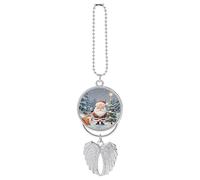 Magical Christmas Car Hanging Ornament Rear View Mirror Pendant Lucky Presents Hanging Ornament Funny Car Pendant for Office Auto Home Decoration Silver-style