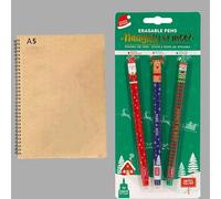 Magical Christmas Pen Trio & 6x A5 Notebooks Set - 160 Pages