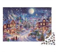 Magical Christmas Village 1000 Pieces Jigsaw Puzzle Festive Lights Challenging Difficult Recycled Cardboard for Advanced Puzzlers 70x50cm/1000pcs