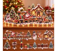 Magical Christmas Village 3D Gem DIY Diamond Art Gingerbread House Kit 25CM | Light up Beaded Rhinestone Pearl Painting Art Craft Kit | Handmade Miniature House Ornaments for Adults Beginners