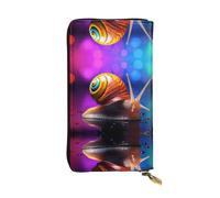 Magical Colored Snails Patterned Leather Long Wallet (7.5 * 4.1 inches) | Extra Large Multi-Function Compartment | Great Gift