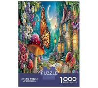 Magical Cottage Puzzle Fun Details Home Decoration 1000 Pieces Butterfly Perched on The Mushroom Jigsaw Puzzles Educational Games for Adults Kids Family 52x38cm/1000pcs