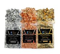 Magical Crafters Gold Flakes - 3 Gram/Pack Imitation Gold, Silver, and Rose Gold Leaf Foil Flakes for Resin Jewelry, Painting, Crafting, and Nail Art
