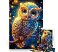 Magical Cute Glitter Owl Jigsaw Puzzles 1000 Pieces for Teenagers Logic Exercise Clear Color Family Play Night Play (50x75cm)