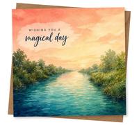 Magical Day Greeting Card - Scenic River and Sunset Landscape for Birthday, Congratulations, Thank You or Special Occasion