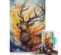 Magical Deer 1000 Piece Jigsaw Puzzle for Teenagers DIY Fun Clear Tone Pattern Assemble Night Fun (50x75cm)