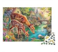Magical Deer 1000 Piece Jigsaw Puzzle for Women, Men Deer in Forest Stream Brainteasing Jigsaws Educational Games Fun Present & Activity 70x50cm/1000pcs