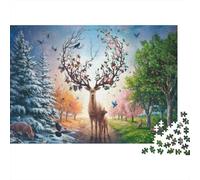Magical Deer Forest 1000 Piece Jigsaw Puzzle Concentration Training Holiday Puzzle Activity Family Game Night Made in UK 100% Recycled 52x38cm/1000pcs