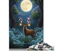 Magical Deer in Moonlight Forest Jigsaw Puzzles For Adults 1000 Piece Jigsaw Puzzles For Kids,Paper Puzzles For Adults,The For Family And Friends 38x26cm/1000pcs