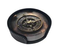 Magical Design Norse Runes Compass 6-Piece Coaster Set, Round Coaster Set Suitable For Various Mugs,* For Home Decoration Desktop Protectors.