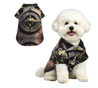 Magical Design Norse Runes Compass Breathable Hawaiian Dog Shirt Summer Button Up Top for Small Medium Dogs L