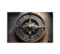 Magical Design Norse Runes Compass Horizontal Wooden Jigsaw Puzzle 1000 Pieces Relax and Improve Hands on Skills and Concentration