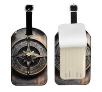 Magical Design Norse Runes Compass Leather Luggage Tag - Personalized PU Leather Travel Bag ID Tag, Double-Sided Design, Privacy Protection, Ideal Travel Accessory