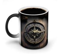 Magical Design Norse Runes Compass Mug Heat Sensitive Color Changing Cups 11 Oz Ceramic Discoloration Mugs Funny Camper Mugs Creative Magic Mug Modern Coffee Cup Novelty Water Cup for Men Women