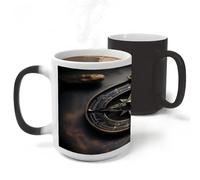 Magical Design Norse Runes Compass Mug Heat Sensitive Color Changing Cups 11 Oz Novelty Ceramic Discoloration Mugs Funny Morphing Mugs Creative Magic Mug Modern Coffee Cup for Men Women