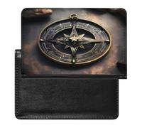 Magical Design Norse Runes Compass Passport Holder PU Leather Passport Wallet Cute Passport Cover Case Portable Credit Card Organizer Beautiful Travel Document Organizer for Women Men