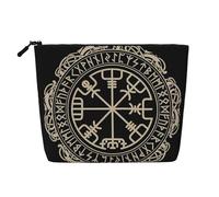 Magical Design Norse Runes Compass Patterned Women's Cosmetic Bag, Suitable for Daily Storage, Travel, and Business Trips.