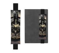 Magical Design Norse Runes Compass Pen Holder for Notebook, PU Leather Pen Sleeve Pouch for Gift, Detachable Bookmark Elastic Journal Pencil Holder Case - Hold 2-3 Pens, Black