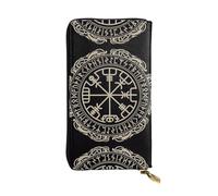 Magical Design Norse Runes Compass Print Leather Long Clutch Wallet â€“ Fashion Personalized Wallet, Multiple Card Slots and Coin Pocket, Black, One Size