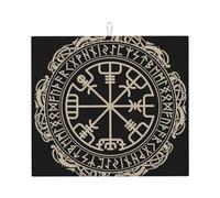 Magical Design Norse Runes Compass Printed Dish Drying mat, countertop Absorbent mat, Suitable for Storing Knives, Cups, and Dishes.