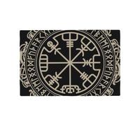 Magical Design Norse Runes Compass Printed Linen Placemats 4 PCS Set - Double Layer Heat Resistant Non-Slip Place Mats for Dining Room, Kitchen Table Decor, Indoor Outdoor, Housewarming Gift