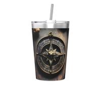 Magical Design Norse Runes Compass Printed travel thermos - portable water bottle for keeping hot and cold, travel mug for office and sports in car