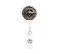 Magical Design Norse Runes Compass Retractable Badge Reel Heavy Duty Badge Holder with Belt Clip Retractable Lanyards ID Card Holder with Keychain Name Badge Clips for Office Nurse Employee