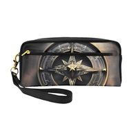 Magical Design Norse Runes Compass Small Makeup Bag, Double Sided Pencil CasePU Leather Pouch