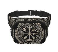 Magical Design Norse Runes Compass Unisex Adjustable Waist Square Double Layer Waist Pack for Outdoor Activities Travelling Running Hiking