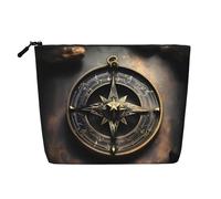 Magical Design Norse Runes Compass Versatile Travel Toiletry Bag - Fake Hemp Makeup Bag for Multi-use - Cosmetic Accessories Organizer