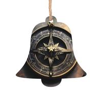 Magical Design Norse Runes Compass Wooden Tree Ornaments Bell Shape 1 PC, Hanging Decorative Pendants, Vintage Design for Holiday