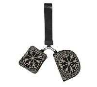 Magical Design Norse Runes Compass Wristlet Keychain Wallet Pouch with Strap Double Zipper Small Coin Purse Portable Wrist Bag for Travel Gym Daily Use