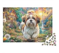 Magical Dog Garden Jigsaw Puzzles for Adults Fun 300 Piece Cartoon Style Home Decoration Education Game Toy Intellectual Game Stress Relief Toy Challenge Educational (300pcs (40x28cm))