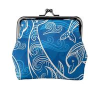 Magical Dolphin, PU Leather Coin Purse, Small Wallets, Change Pouch with Kiss Lock Clasp Buckle, Change Purse