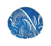 Magical Dolphin,Shower Cap Nightcap Double Layer Waterproof Elastic Bath Cap Reusable Hair Cap