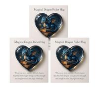 Magical Dragon Pocket Hug, Fantasy Dragon Heart Keepsake, Fantasy Pocket Card of Strength & Wisdom, Encouragement Gift, for for Readers, Students & Drago-n Lovers (3PC)