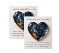 Magical Dragon Pocket Hug, Themed Pocket Hug Heart Token with Greeting Cards, Emotional Support Token & Encouragement Gift for Friends, Small Decorative Keepsake (2pcs)
