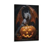 Magical Dragon Wall Art Prints Halloween Retro Pumpkins Animal Pictures on Canvas Poster Wall Decor for Bedroom Home Decorations