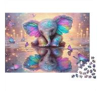 Magical Elephant Fantasy 1000 Pieces Puzzles Beautiful View Butterfly Elephant Decoration Puzzle Educational Game for Men And Women Challenging Jigsaw Jigsaw Puzzles for Adults 38x26cm/1000pcs