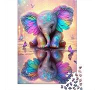 Magical Elephant1000pc Cardboard Lake Butterflies Jigsaw Puzzle for Adults Hard Difficult Challenge Office Break Stress Relief Home Decoration 70x50cm/1000pcs