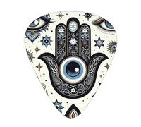 Magical-Evil-Eye-Golden 12 Pack Guitar Picks With 3 Thicknesses And Storage Box, Abs Plectrums For Electric Bass Guitar Players
